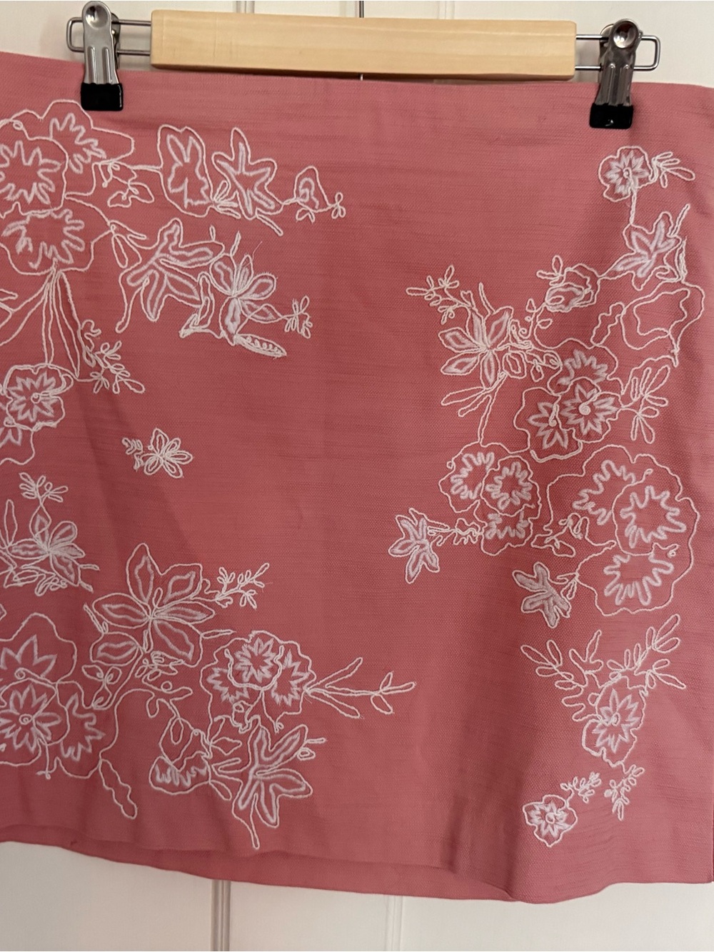 LOFT Pink Floral Embroidered Mini Skirt